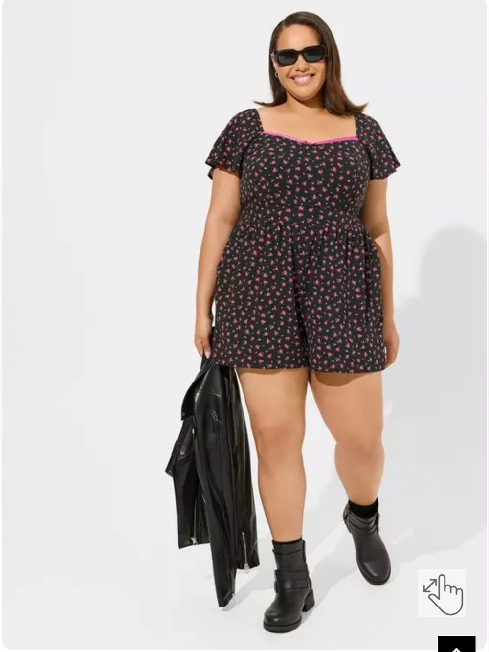 Torrid Betsey Johnson Gauze Romper Black Pink size 1x